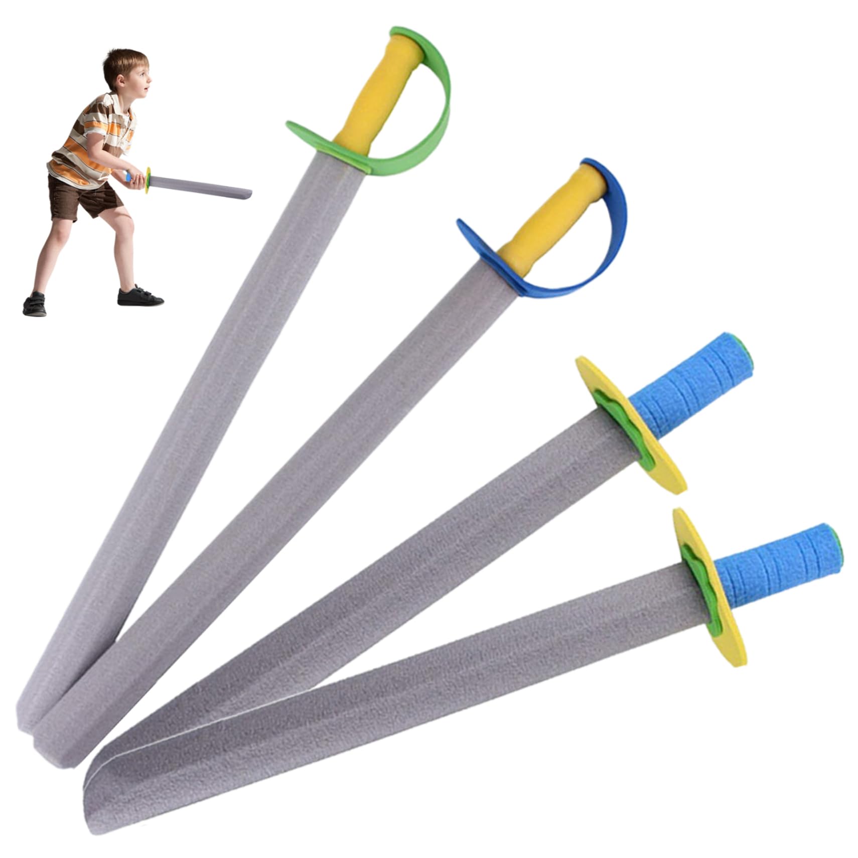 Faticenic 4PCS Foam Swords and Knives EVA Foam Pirate Sword Pretend Play Toys for Kids Party Activities Kindergarten Performance, Sword for Kids