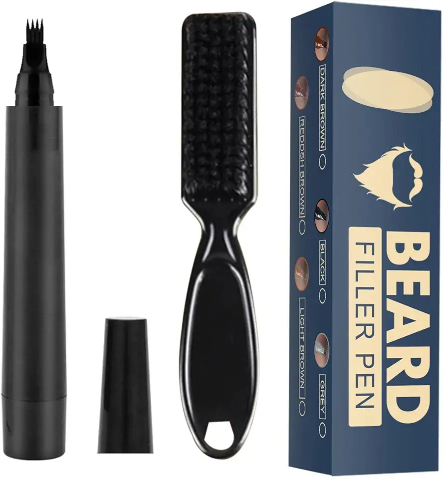Caneta de barba à prova d'água | Kit de caneta de enchimento de barba | Kit de caneta de preenchimento de barba à prova d'á e à prova de suor com pincel, cria barba e bigode com aparência Pengzi