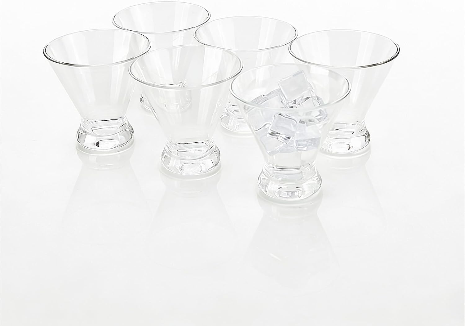 Set of 6 Martini glass 9 oz Stemless Glasses,Heavy Base Stable Cocktail/Drink/Juice/Red Wine Glasses,Fits Ice Cream/Milkshakes,Dishwasher Safe,Ideal Gift for Home Party (Multi color)
