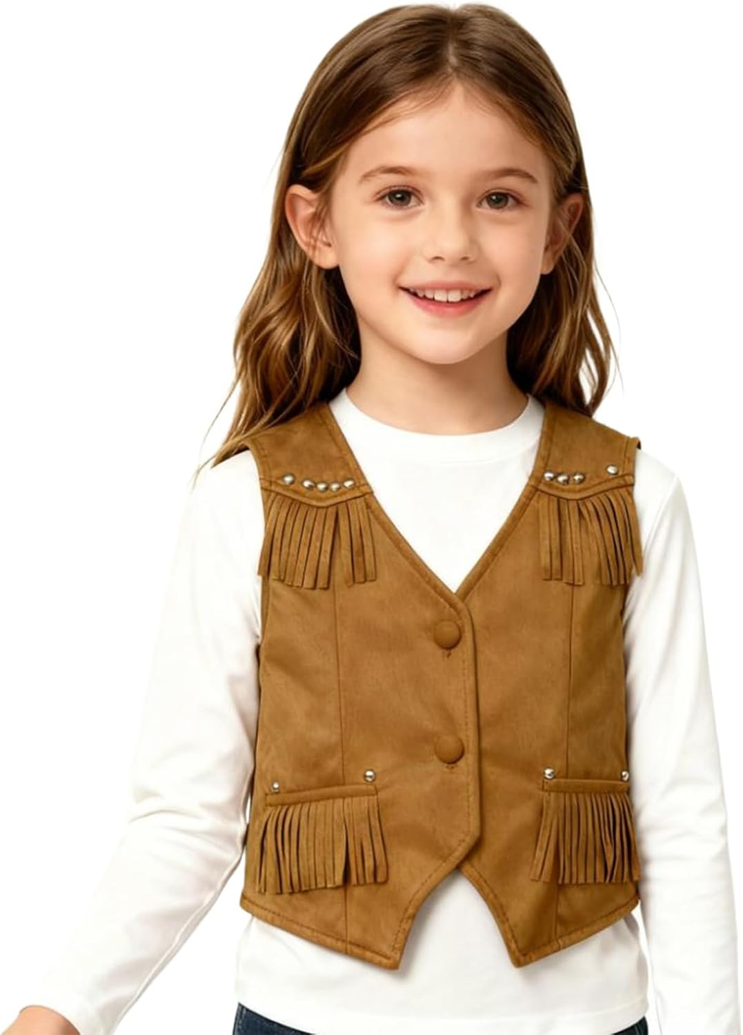 Kids Tassels Sleeveless Vest Cowgirl Cowboy Style Jacket Vintage Clothes