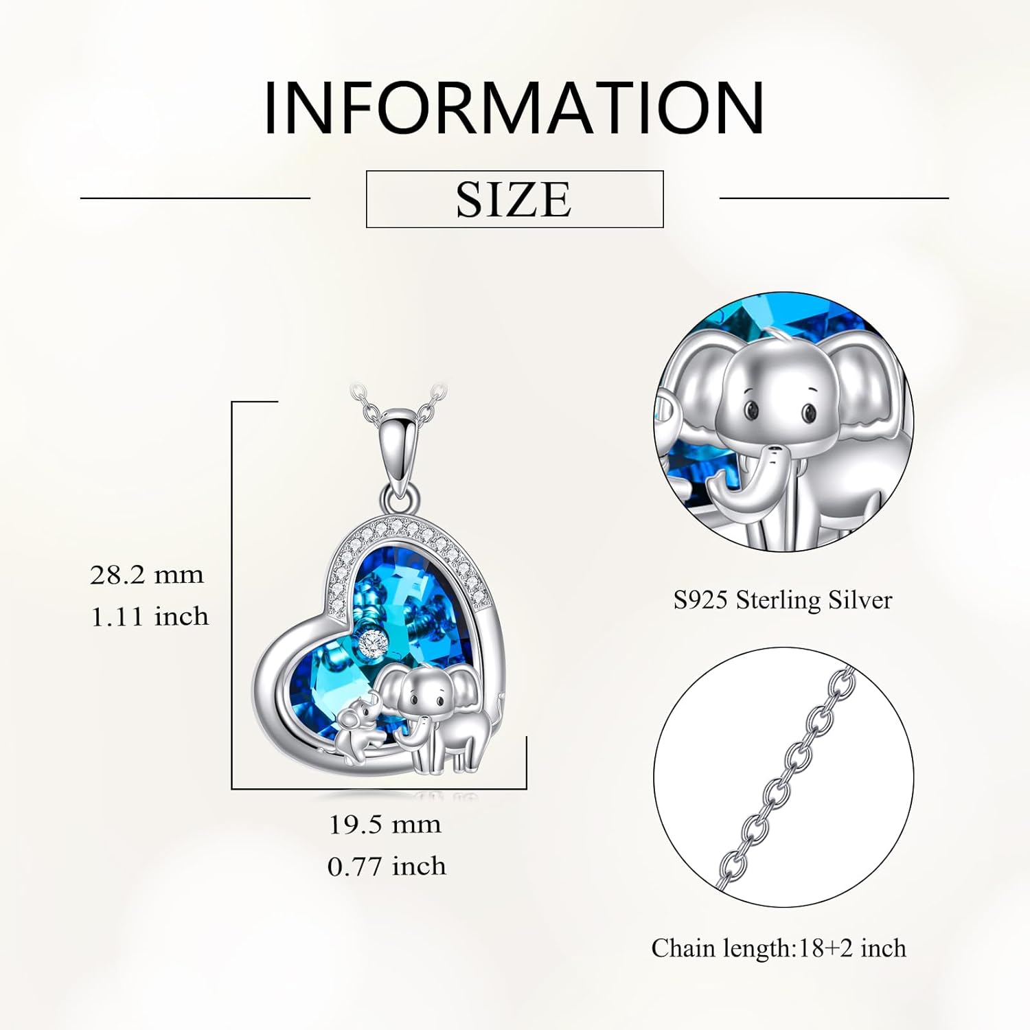 Elephant Necklace S925 Sterling Silver Heart Pendant Animals Jewelry Gifts for Men Women - Image 4