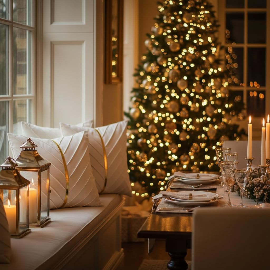 Tosleo Beige Velvet Throw Pillow Covers 18 x 18 inch Pack of 2 with Gold Leather Christmas Decorative Couch Pillow Cover Luxury Modern Pillowcases Spring Home Decor for Sofa Bed Living Room - Image 7