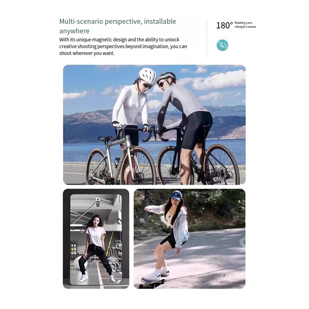 Mini Action Camera Tascabile 2.7K 1080P Sport Cam con WiFi 180° Grandangolo Telecamera per Pollice per Viaggi in Bicicletta e Vlogging 64G