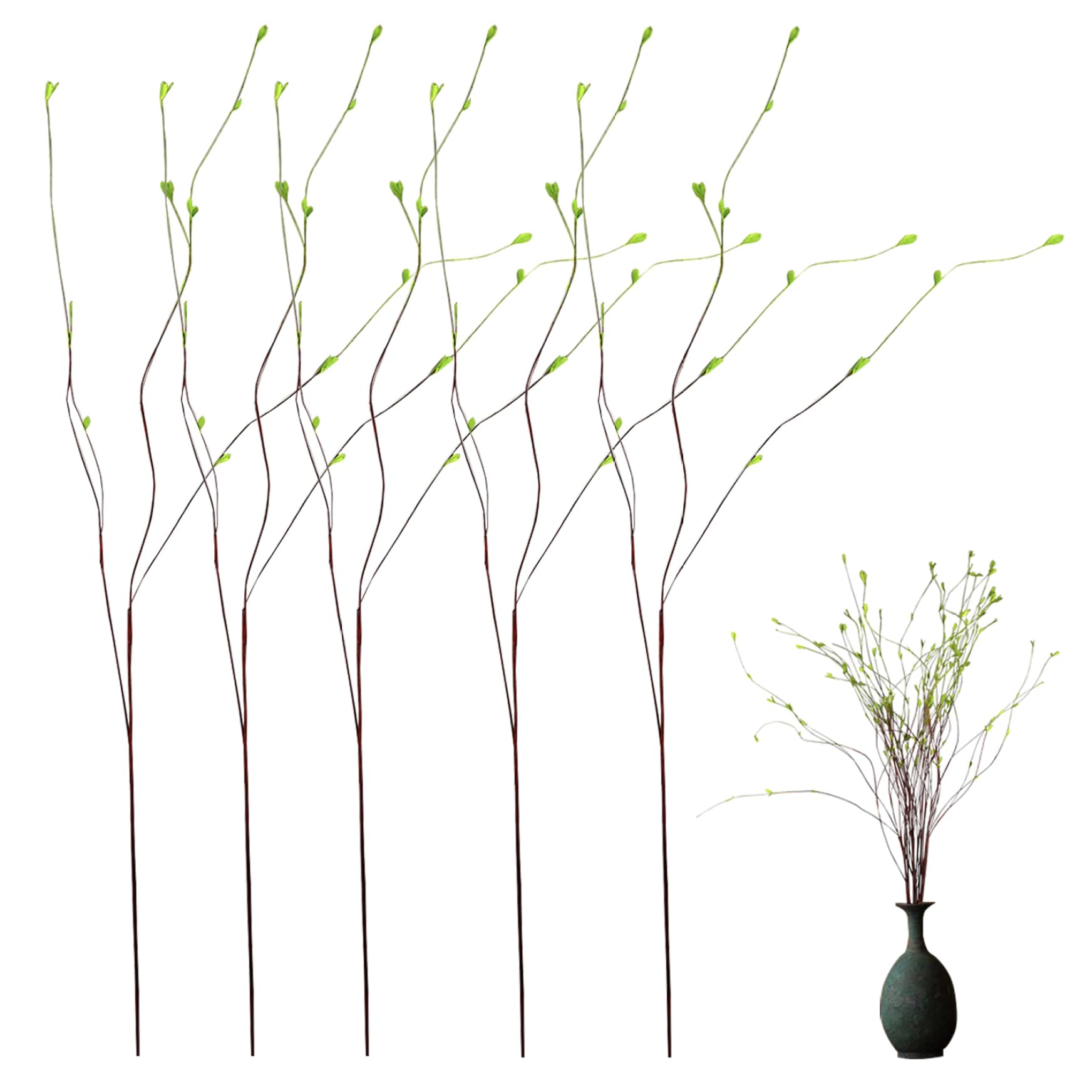Wedhapy Twigs for Vases Pussy Willow Branches Artificial, 5PCS 51.2 inch Pussy Willow Twigs Tall Vase, Decorative Twisted Branches for Centerpiece Home