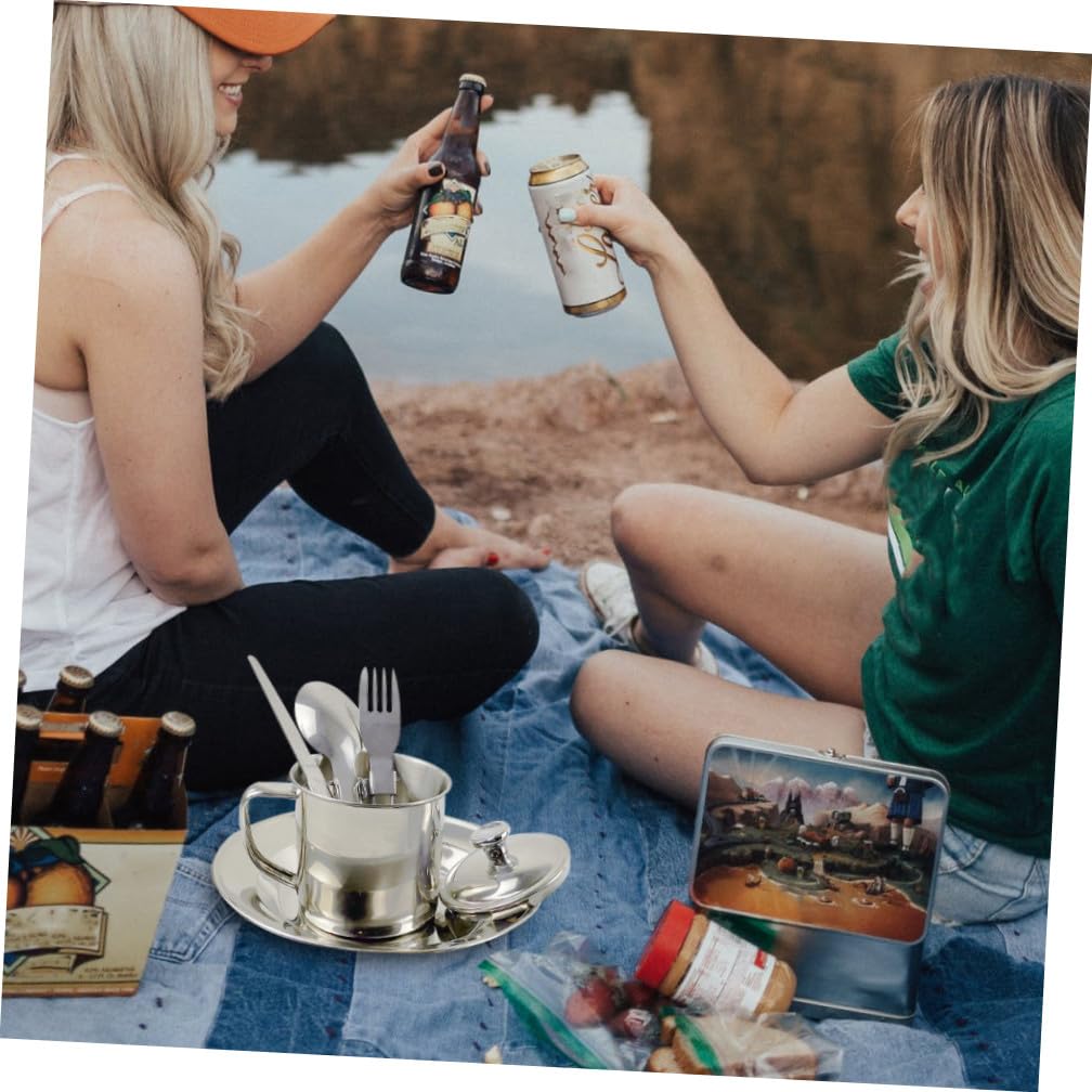 Abaodam Kit de Cuisinière de Camping Inoxydable de Vaisselle Portable pour Personnes pour Activités de Plein Air Barbecue