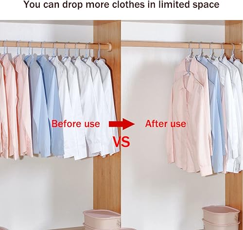 Miniatura 4 de 50 ganchos para colgar ropa, ganchos en cascada, clips extensores de plástico multifuncionales resistentes para ahorrar espacio, color blanco