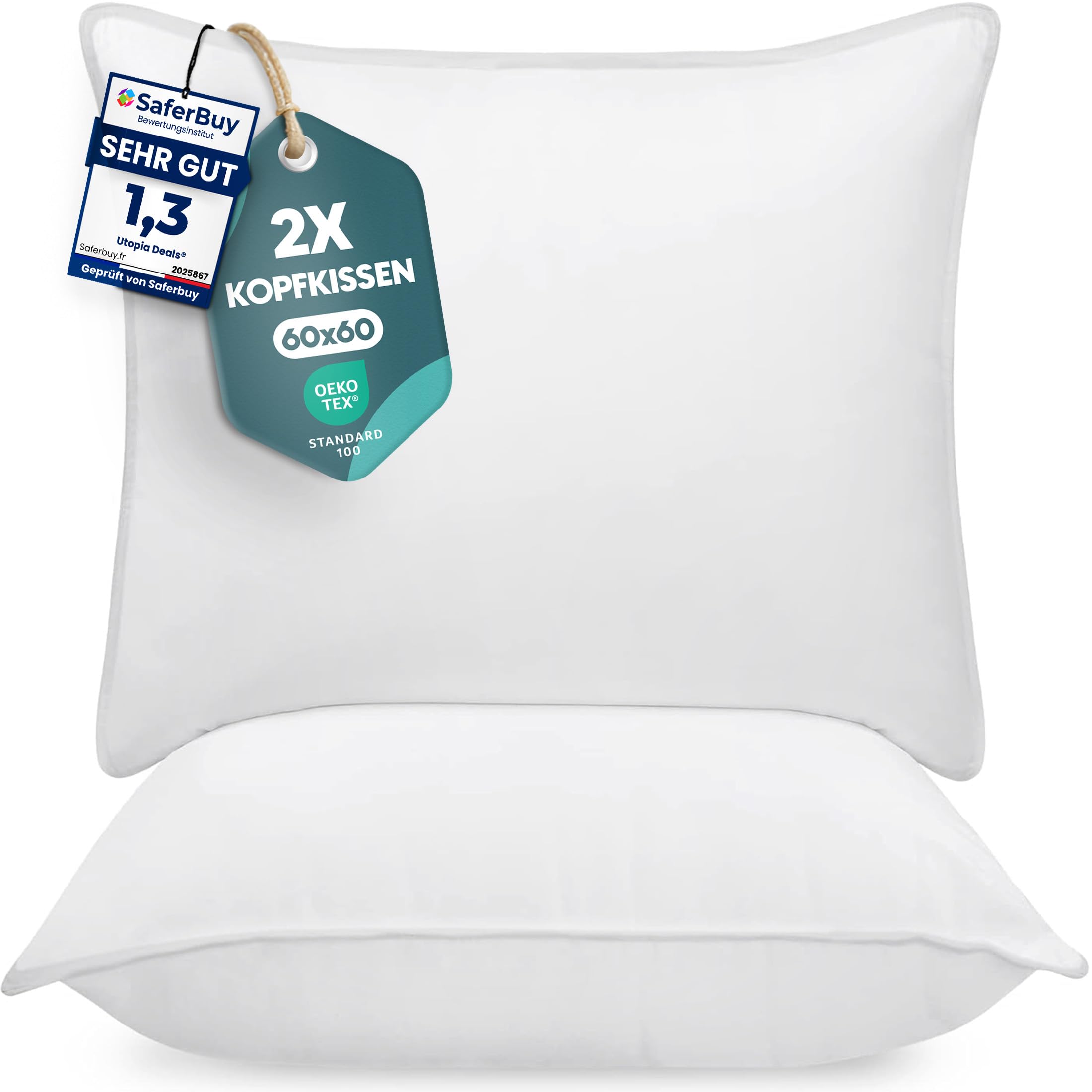 Utopia Bedding KopfKissen, Schlafkissen, Atmungsaktiv et Weich Kissen