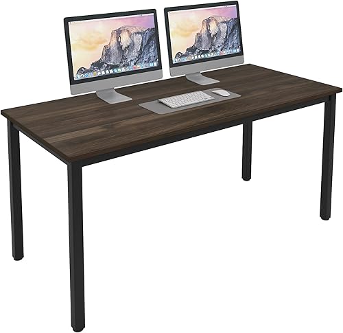 Miniatura 246 de DlandHome Escritorio pequeño para computadora de 31.5 pulgadas, mesa de escritura para espacios pequeños, mesa de estudio, escritorio para Nogal
