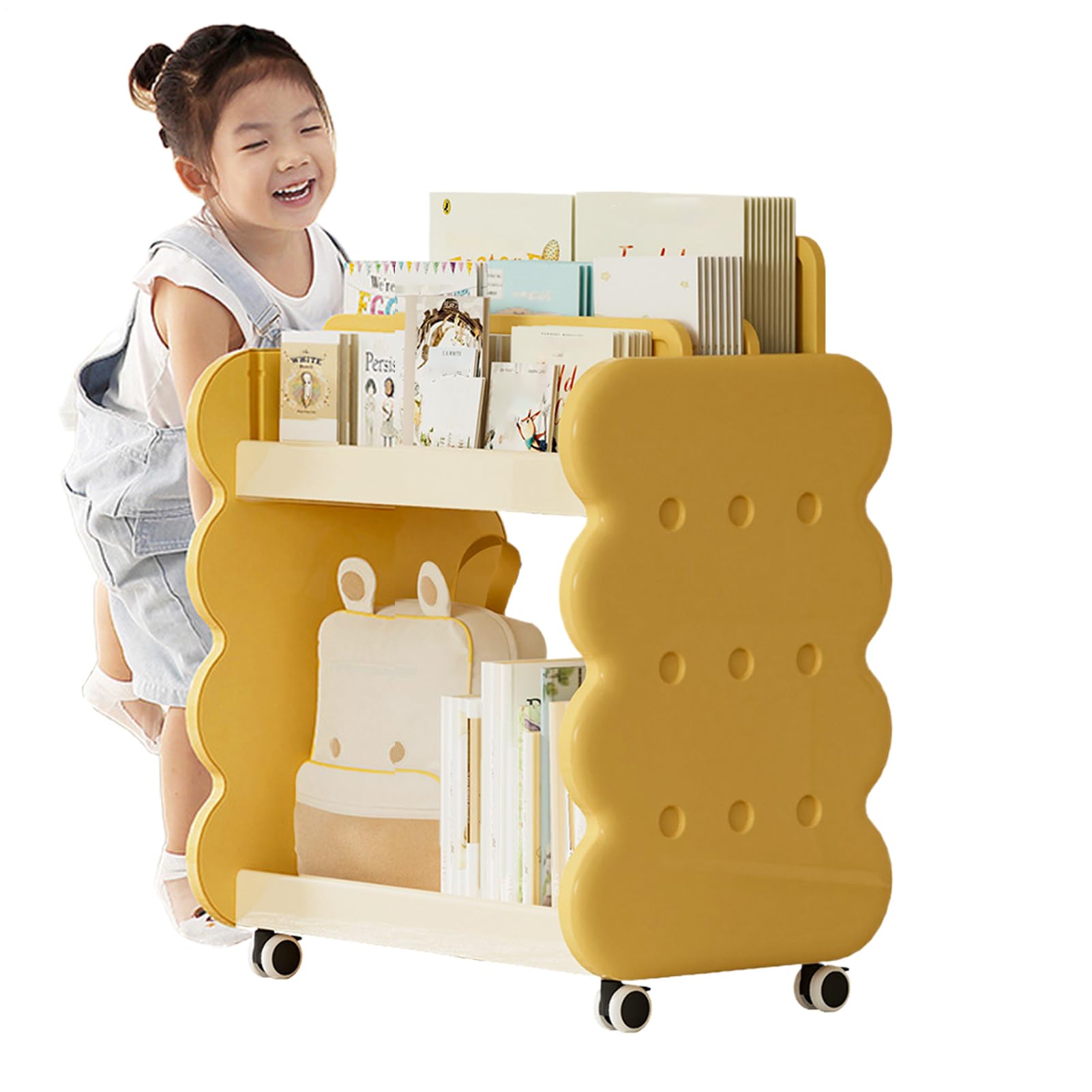 Libreria per Asilo Piccola Libreria Da Pavimento Carina Con Ruote | Scaffale Libri Bambini Per Asilo Camera Giochi Aula Camera Angolo Lettura Biblioteca