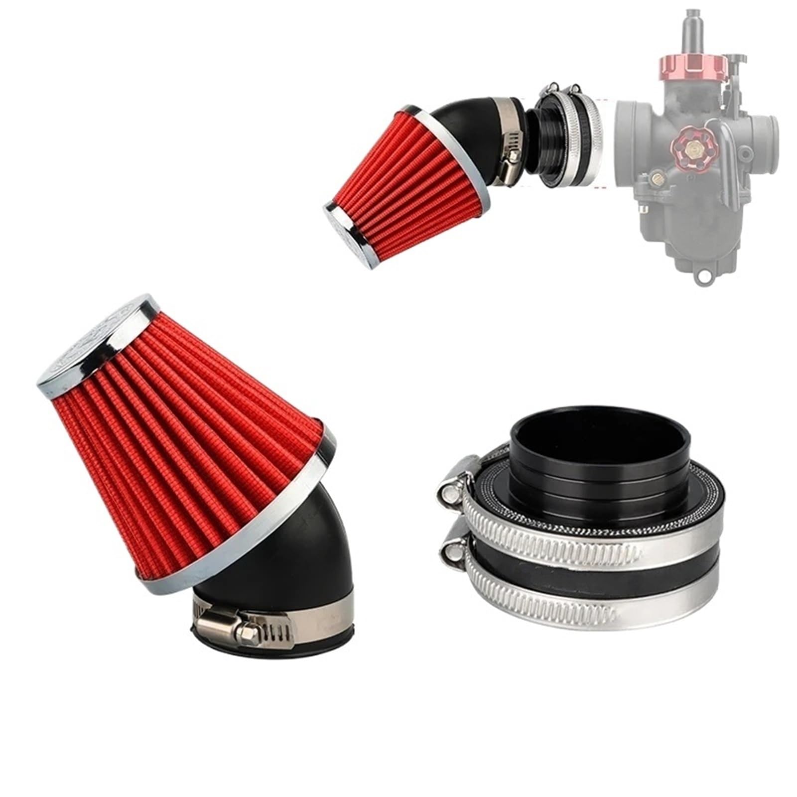 filtr powietrza zamienny Pasuje do motocykla Honda Suzuki NIBBI CNC filtr powietrza wspólny adapter interfejsu kolektor dolotowy 37-54mm(CNC Air Filter SetS)