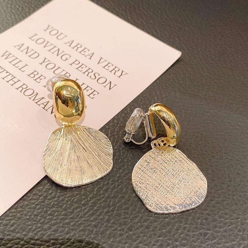 Women's Golden Siver Ear Clips Clip On Earrings Dangle Earrings - Image 5
