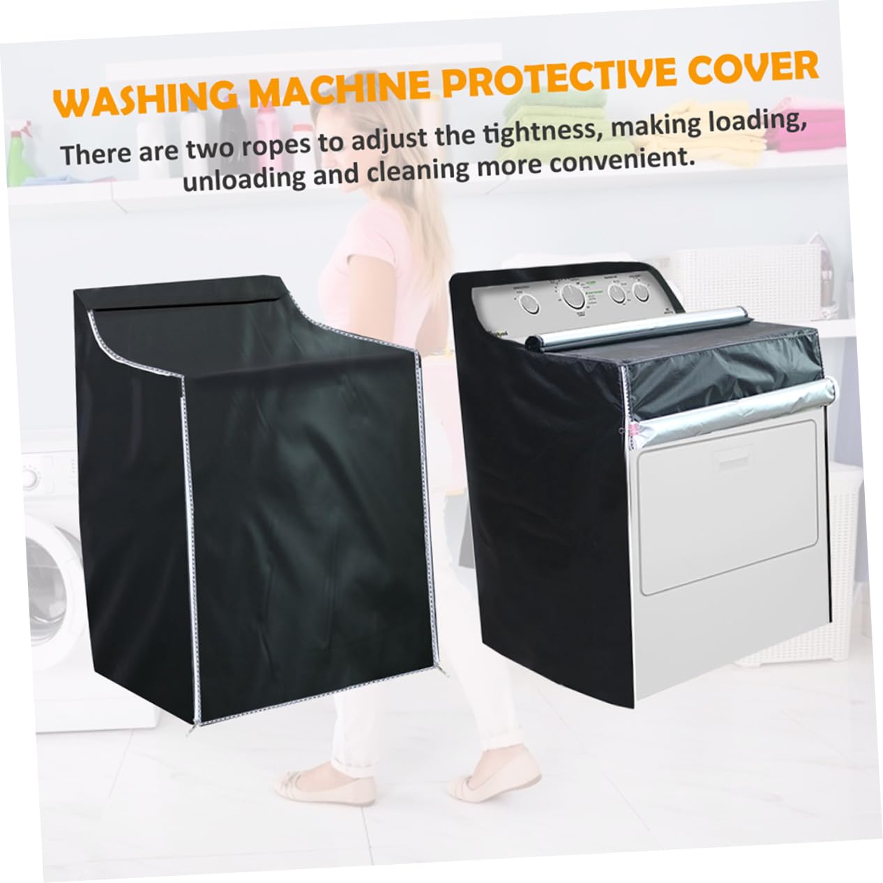 Housse de Protection pour Lave-linge 2 Pièces Noir