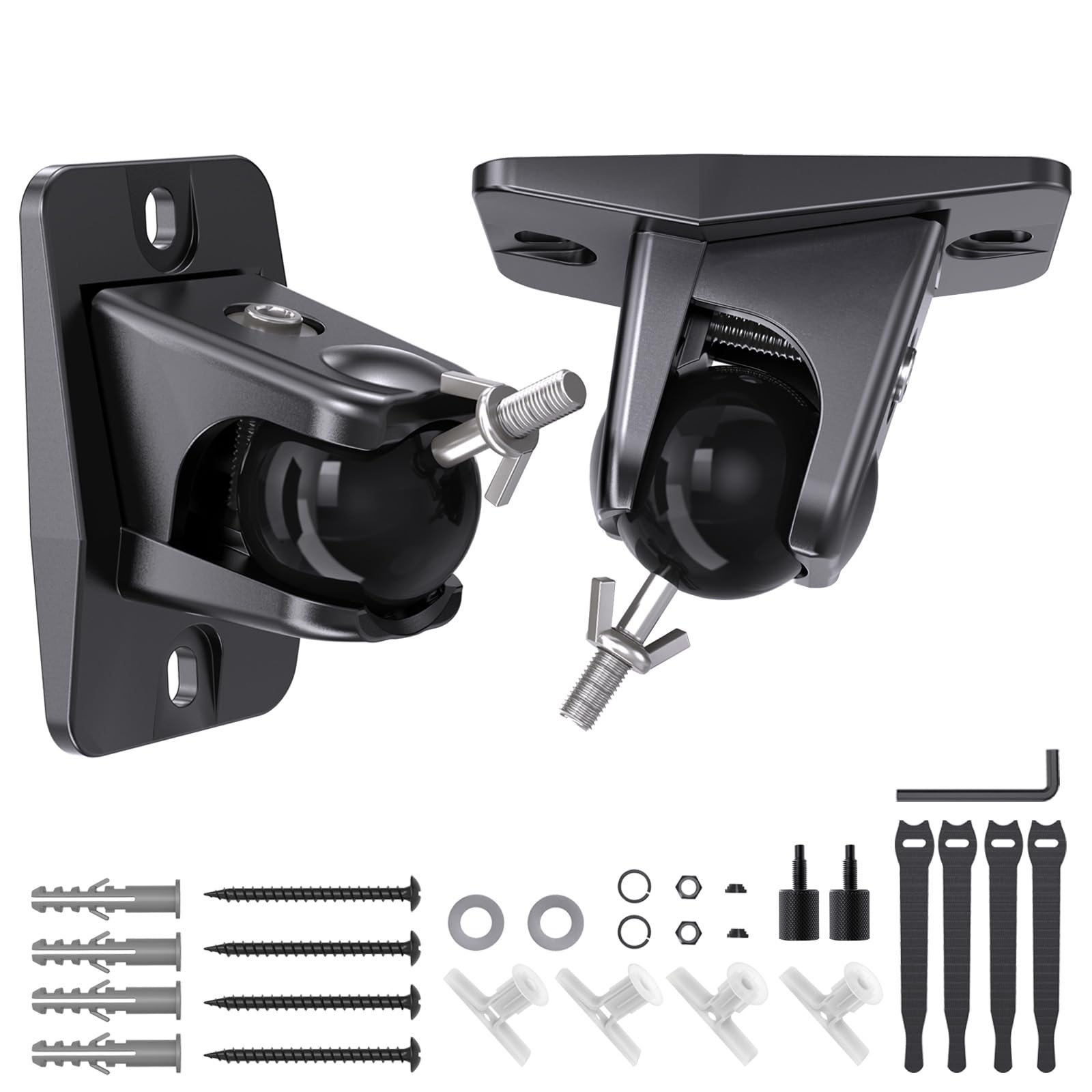Photo 1 of Etour Speaker Wall Mount, Universal Ceiling Bracket for Rear Satellite Surround Sound Speakers with 1/4"-20, M5 M4 Thread & Keyhole, Holds up to 11 lbs, Works with Roku, Samsung Q990D and More, Black