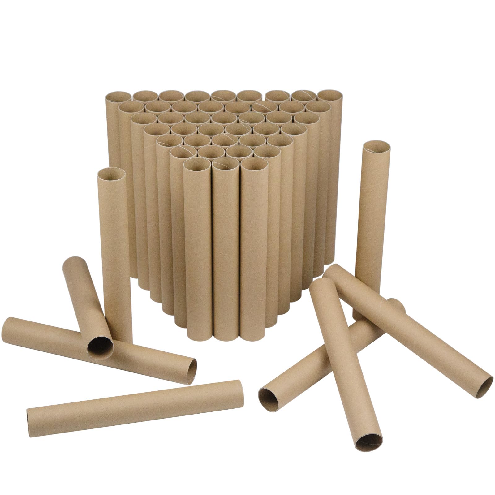 50 Pack Cardboard Tubes for Crafts - 1.57 x 11.81 Inches - Brown Toilet Paper Empty Rolls Round Thick Tubes Sturdy for Classroom Family Handmade DIY Projects
