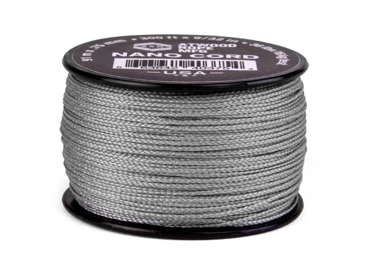 US Ropes Atwood .75mm x 300' Nano Cord Paracord Made in The USA (Grey)