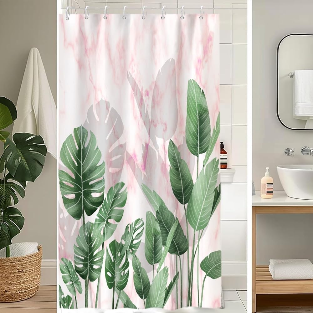 Cortina de Ducha de Hoja Eucalipto, Cortinas de Ducha Verde Oro Abstracto Planta Cortinas de Baño Antimoho Impermeable Lavable Tejido de Poliéster Cortina Ducha con 12 Ganchos 120x200cm — view 128