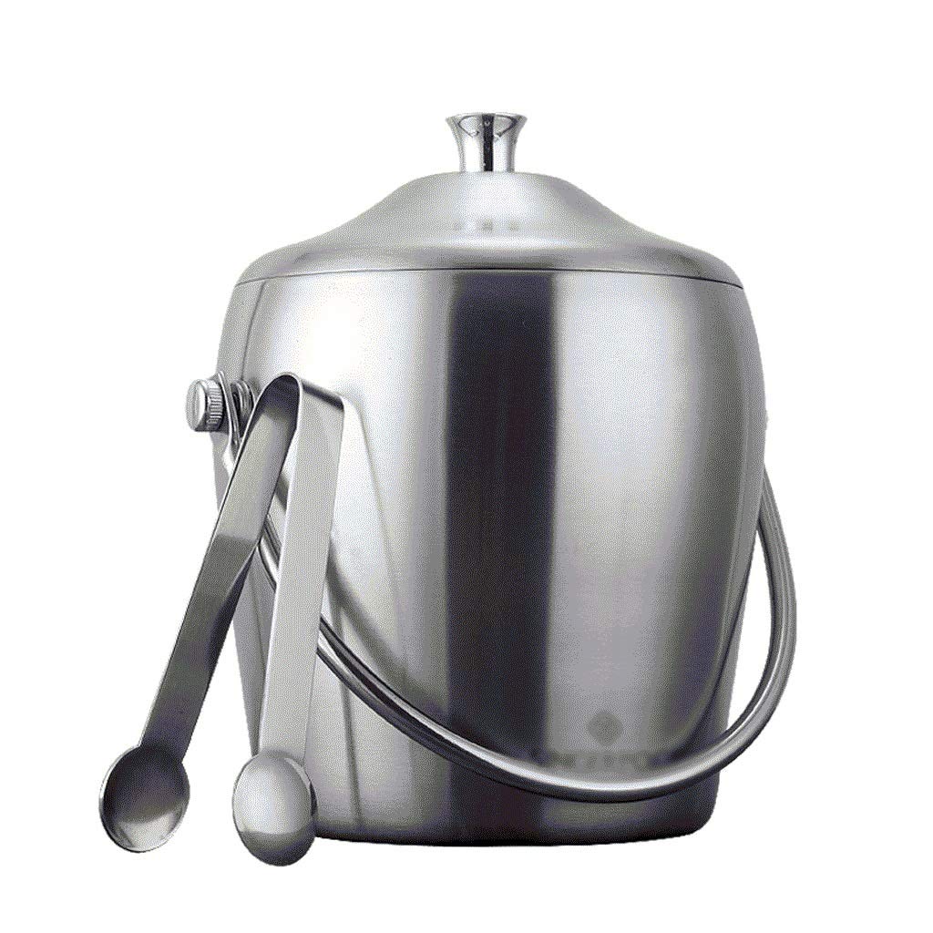 Cubeta​para Hielo, Cubitera Cubiteras de Acero Inoxidable con Pinzas, cubeta de Hielo de Doble Pared, cubetas de Hielo para Vino para Paties y Bar, cubetas de Hielo Plateadas para Acampar al Aire Libr