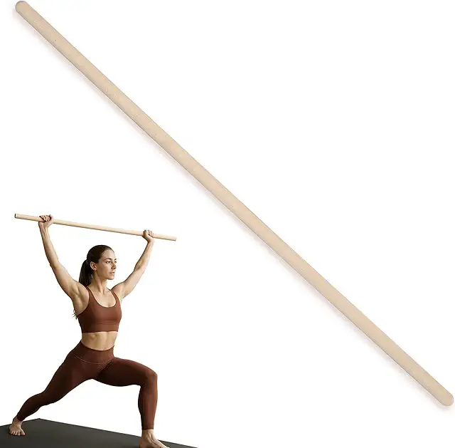 MOE UHANE Wooden Gym Stick for Yoga, Kids & Adults - 100 cm Natural Wood