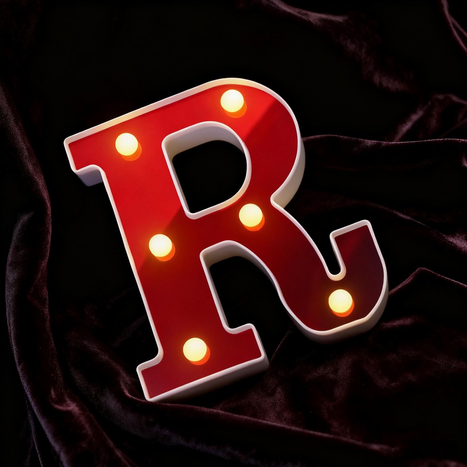 Letter R Sign Lights Battery Powered Decoration Table Lamp Red LED Night Light for Home Living Room Decor, Hotel Scenery, Balcony Leisure Area(6.26"*5.51"*1.18") — image 1