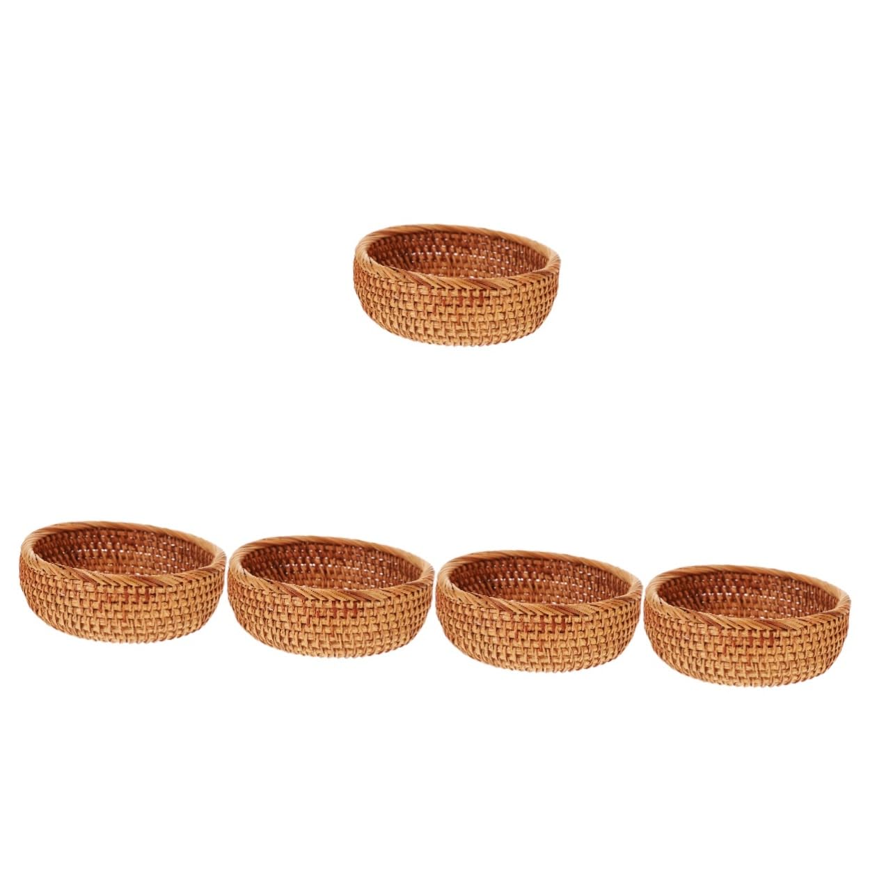 KICHOUSE 5pcs Rattan Bread Basket Rustic Basket Storage Basket Rattan Basket Handmade Basket Fruits Basket Baskets Woven Food Basket Rattan Round Fruit Basket Decorative Basket Food Holder