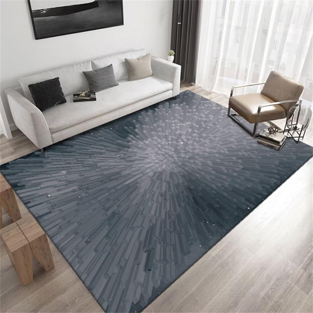 Tapis abstrait gris-bleu poils ras enfants 160x200 cm au design moderne pour décoration soignée