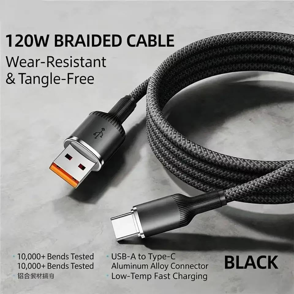 USB-A to USB-C Woven Cable Fast Charging Durable and Tangle-Free Design Compatible Charger for Apple & Android Devices (1.0 m, 3.28 ft) - Blue image 4