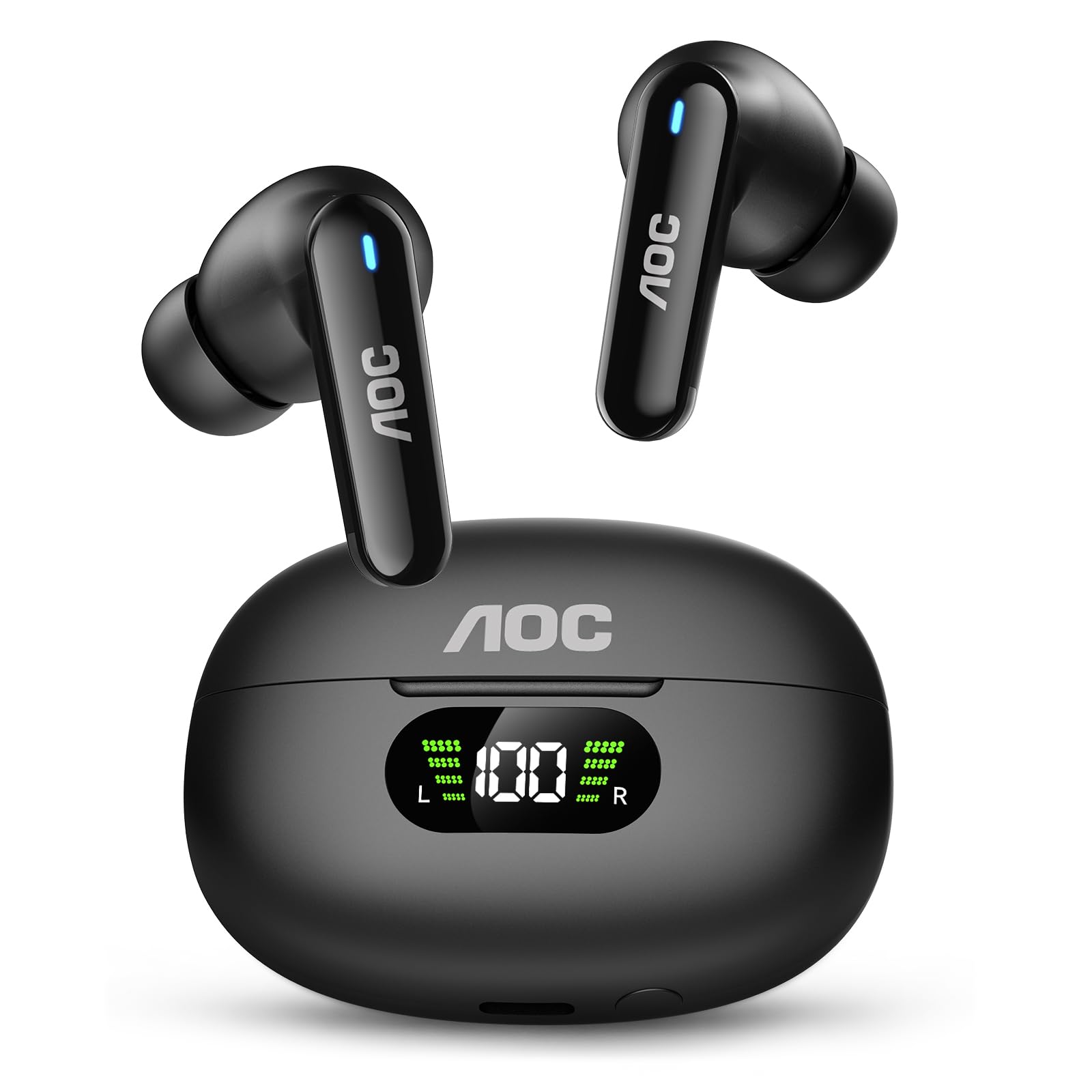 AOC ワイヤレスイヤホン ACT2525 Bluetooth 6.0 イヤホン ワイヤレス -42dBノイズキャンセリング ANC/ENC 全音域HIFI音質 LEDバッテリー残量表示 自動ペアリング 2段EQ切替 IPX7防水 超軽量コンパクト設計 45時間再生 ブルートゥースイヤホン 通学通勤/会議/運動/ゲーム/音楽用 iPhone/Android対応