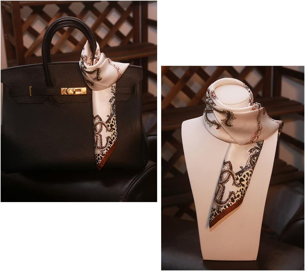 Aufeel 100% Real Mulberry Silk Women Small Square Neck Scarfs 21" Lightweight Headscarf Printed Neckerchief Gift Packed - Image 4