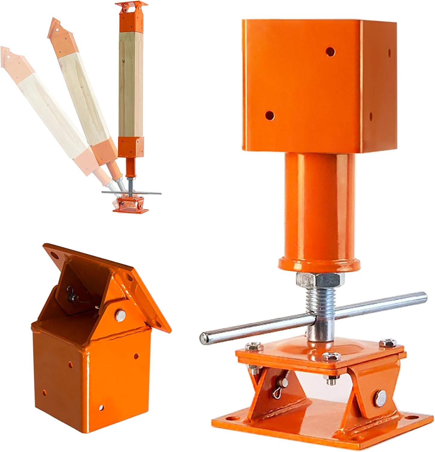 4x4 Screw Jack Post 4 Pack, 13.5"-19" Adjustable Basement Floor Jacks Support, 24700 lbs Heavy Duty Shore Jack, House Jack for Leveling, Crawlspace Shoring, Beam Repair, Structural Repair