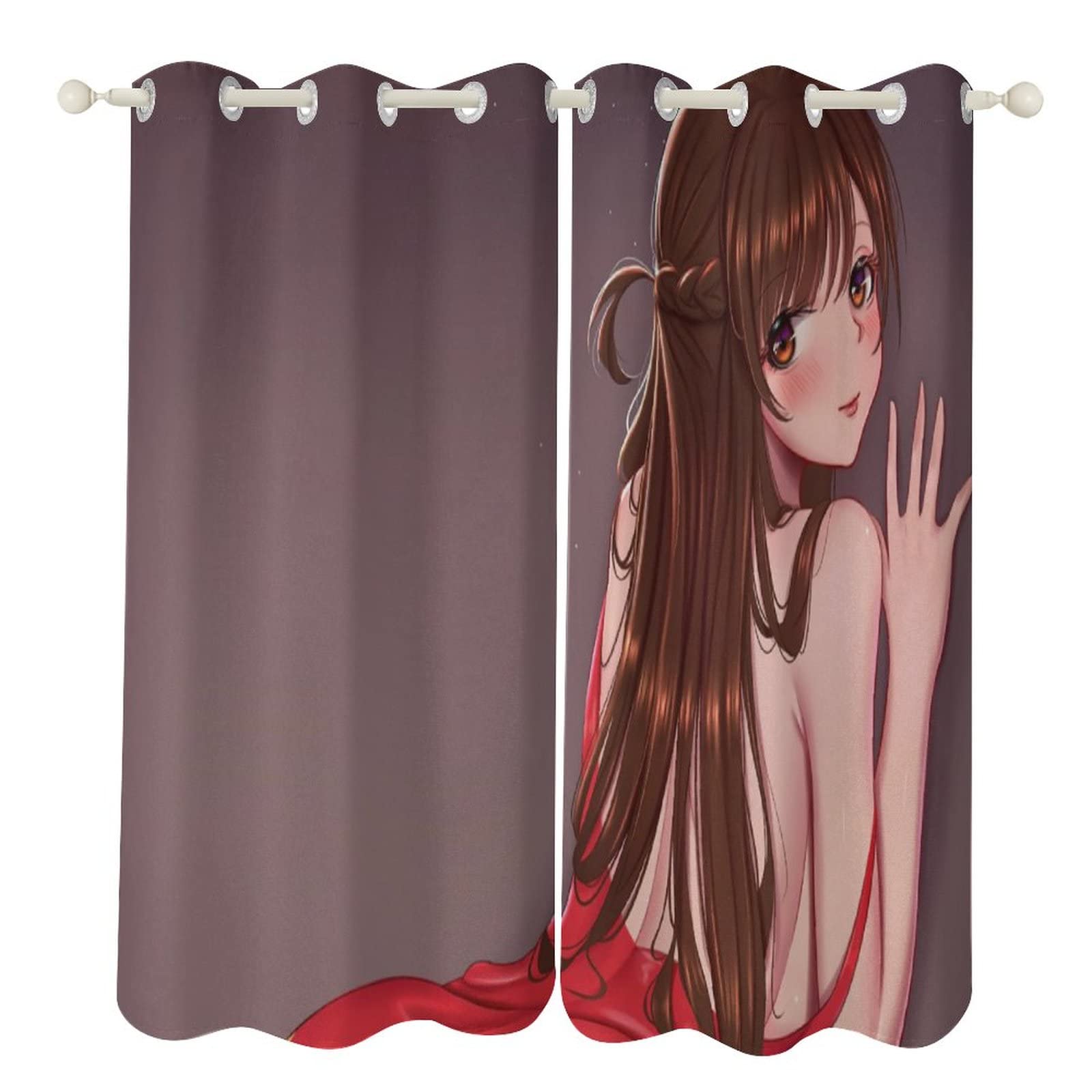 彼女、お借りします　水原千鶴　カーテン(100cm×178cm/遮光有り) Amazon｜カーテン 彼女、お借りします かのかり 水原千鶴 窓 【1級遮光