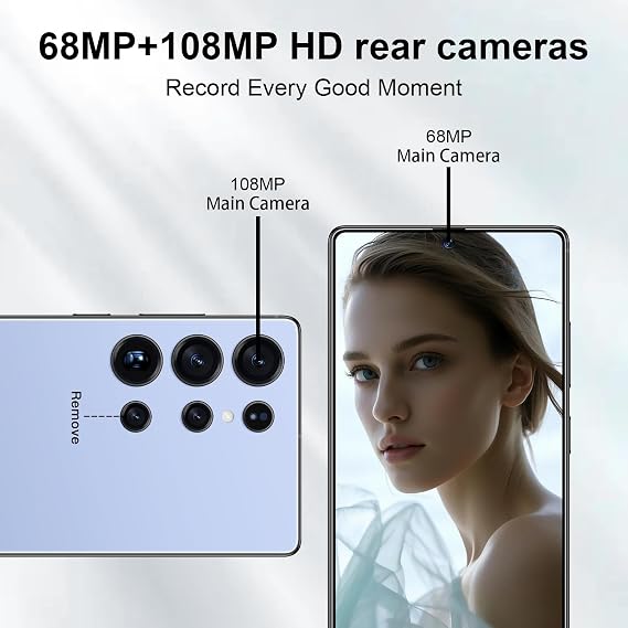 I25 Ultra 5G Unlocked Smartphone,16GB+512GB 7000mAh Fully Cell Phone for Android 14, 6.99 HD Screen Unlocked Cell Phone, 68MP+108MP Dual Camera/Dual SIM/Fingerprint (Titanium Blue)