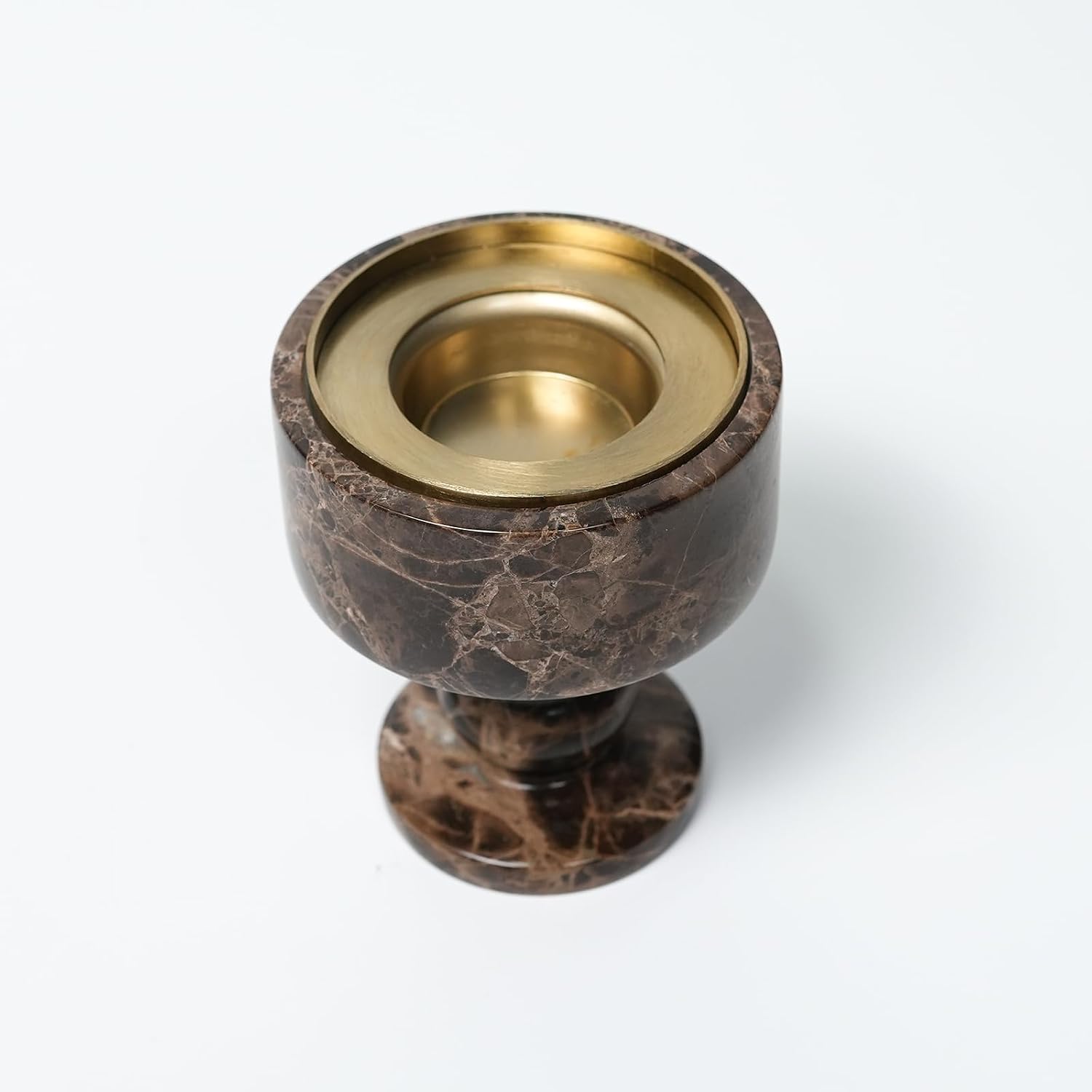 Natural Marble Incense Burner with Brass Cover - 11 x 3.8 inches Multi-Purpose Holder for Cones/Coils/Sticks, Home Decor & Relaxation (Coffee Color 3)