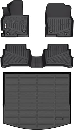 GINOWY-Floor Mats & Cargo Liner for Mazda CX5 2013-2016, TPE All Weather CX-5 Floor Mats, Waterproof Non-Slip Trunk Mat CX5 Car Mats Floor Liners Accessories Black