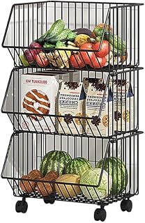 キッチンワゴン スチールラック 収納ワゴン 収納バスケット 3段 収納棚 キャスター付き 取り外し・積み重ね可能 防錆 大容量 棚 収納 奥行29 cm スリム トイレ リビング 台所収納