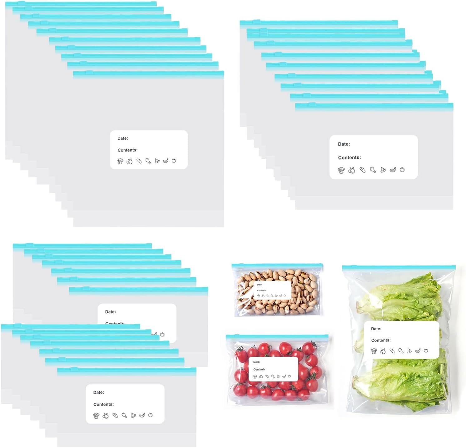 Sacchetti Freezer Ermetici 45 Pezzi - 3 Misure con Zip