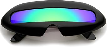 zeroUV Futuristic Costume Single Shield Colored Mirror Lens Novelty Wrap Sunglasses 70mm
