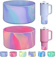 Vista 1 de HEYSKAY 2pcs Protective Flask Silicone Boot Base for Stanley Quencher Adventure 40oz & Stanley IceFlow 20oz 30oz Tumbler, and Compatible with 2