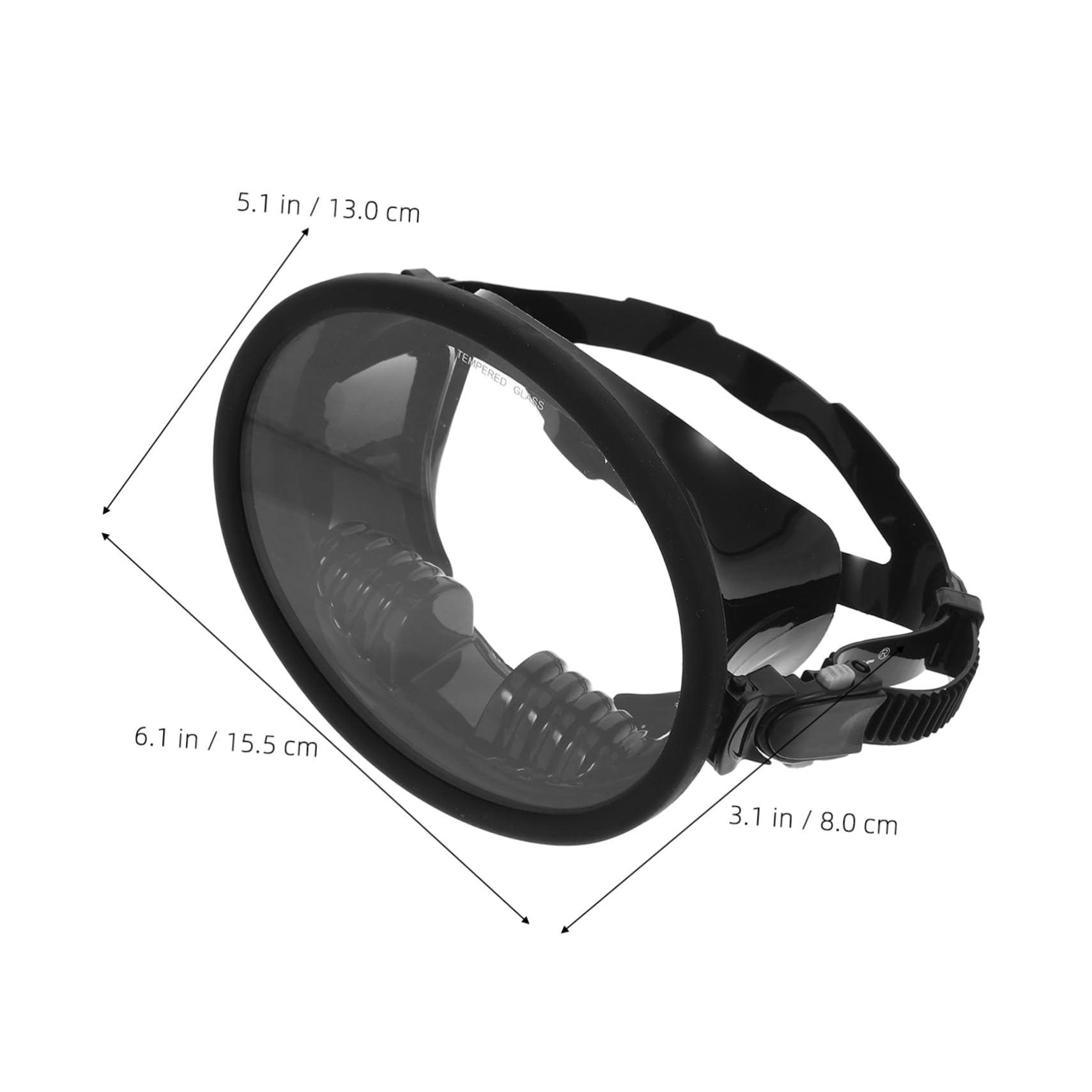 Maschera da Sub Antiappannamento Panoramica in Silicone Nero | Lente in Vetro Temperato, Design a Campo Visivo Ampio, per Immersioni e Snorkeling