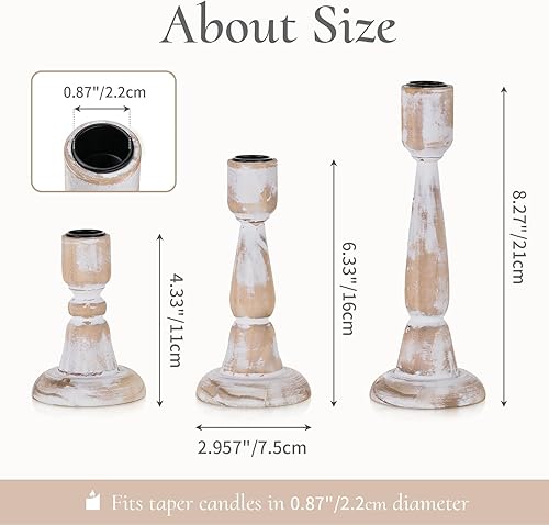 Miniatura 6 de Portavelas cónicos de madera candelabros de madera, decoración rústica de otoño para sala de estar, mesa de comedor, centro de mesa de Navidad,