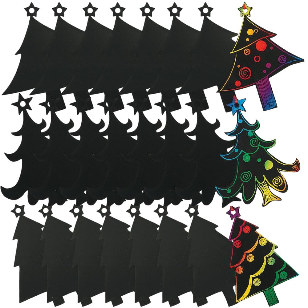 Magic Color Scratch Christmas Tree Ornaments (24 Count) - Crafts for Kids & Ornament Crafts
