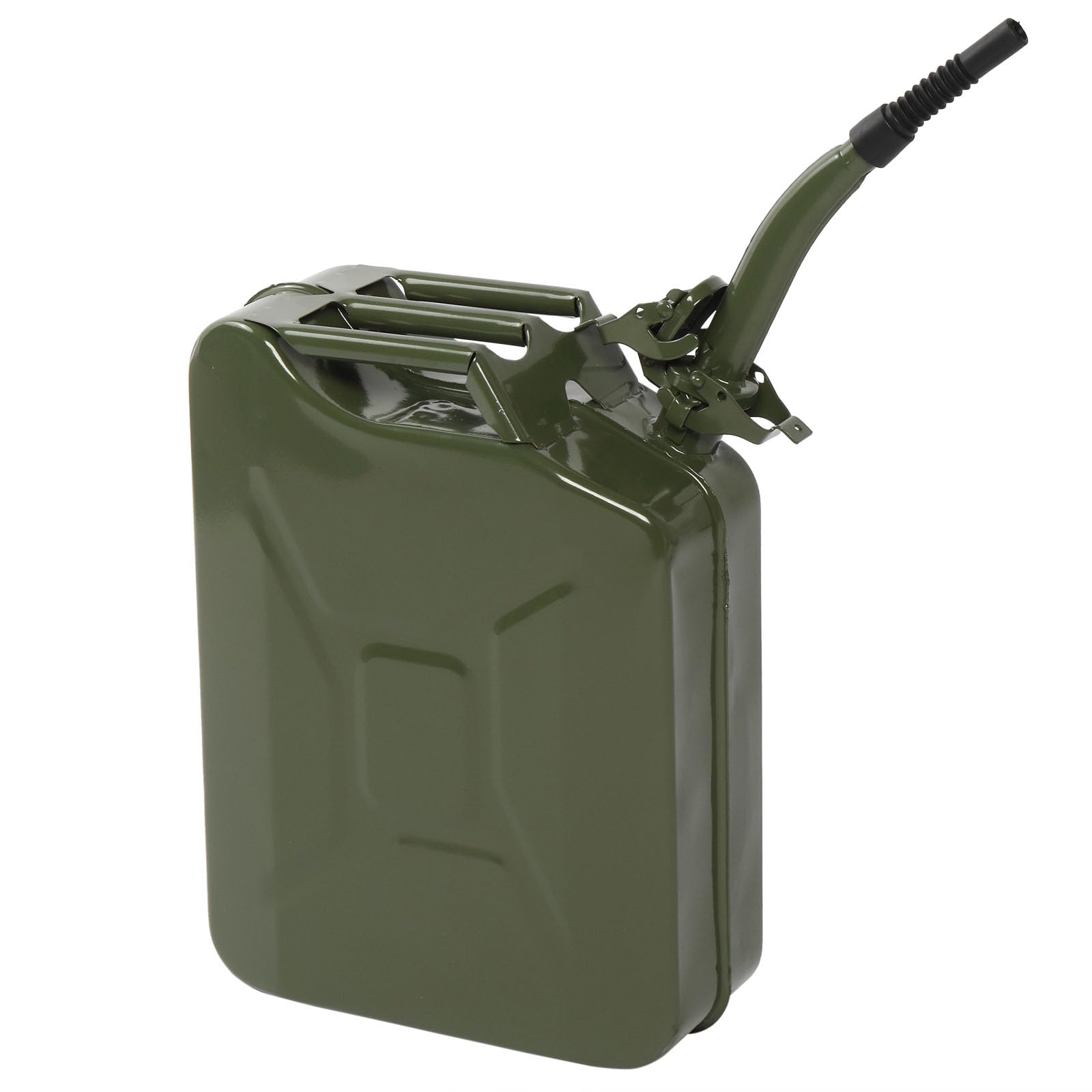 Bonnlo Bidon pour carburant en métal 20L avec bec verseur, bidon étanche carré en métal pour essence avec bec verseur, accessoire d'automobiles (vert, 20L-Type 1)