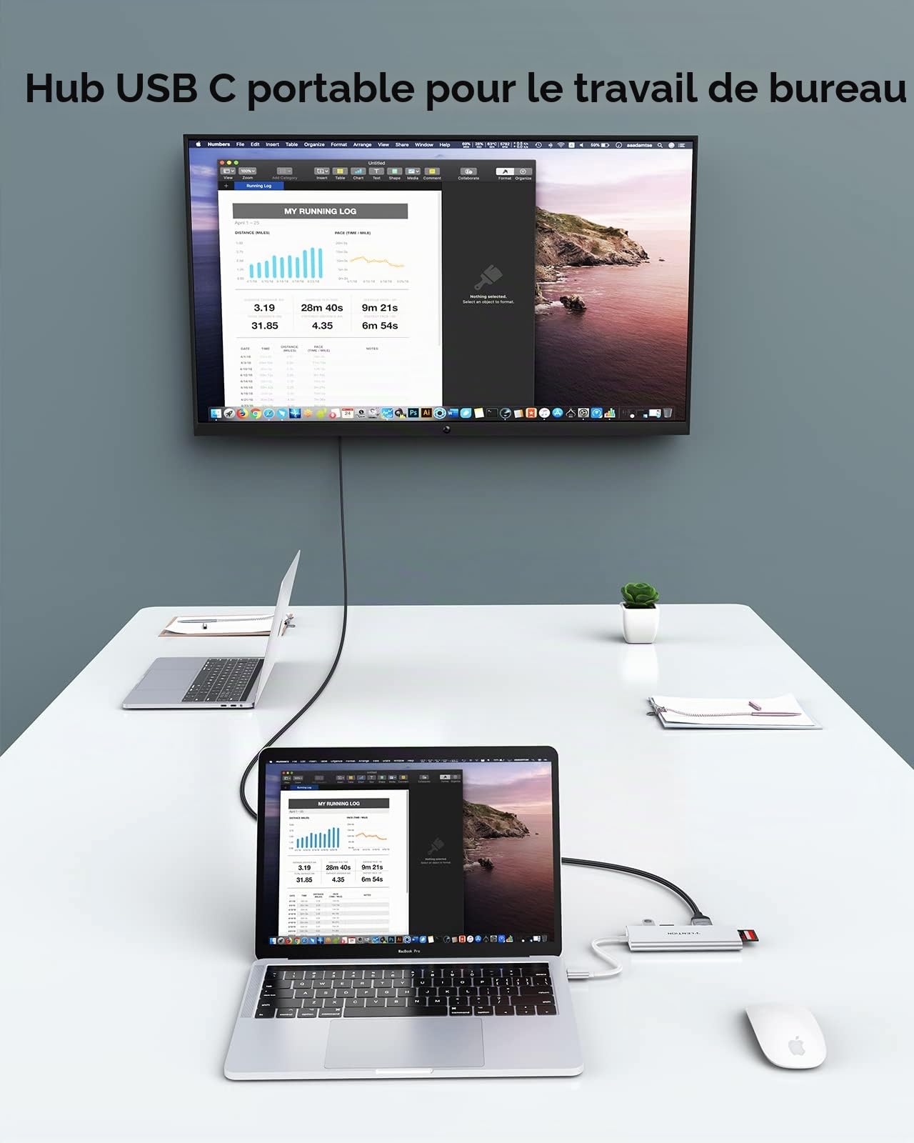 LENTION 6 en 1 Hub USB C vers HDMI 4K, 3 USB 3.0, Lecteur de Cartes SD/TF | Adaptateur USBC Multiport pour Nouveau MacBook Air/Pro 2016+, iPad Pro/Air, iPhone 17/16/15 Série (C34, Argent)