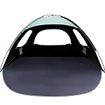 WhiteFang Beach Tent Anti-UV Portable Sun Shade Shelter for 3 Person with Blackout Shelter, Extendable Floor with 3 Ventilating Mesh Windows Plus Carrying Bag, Stakes and Guy Lines (Mint Green)