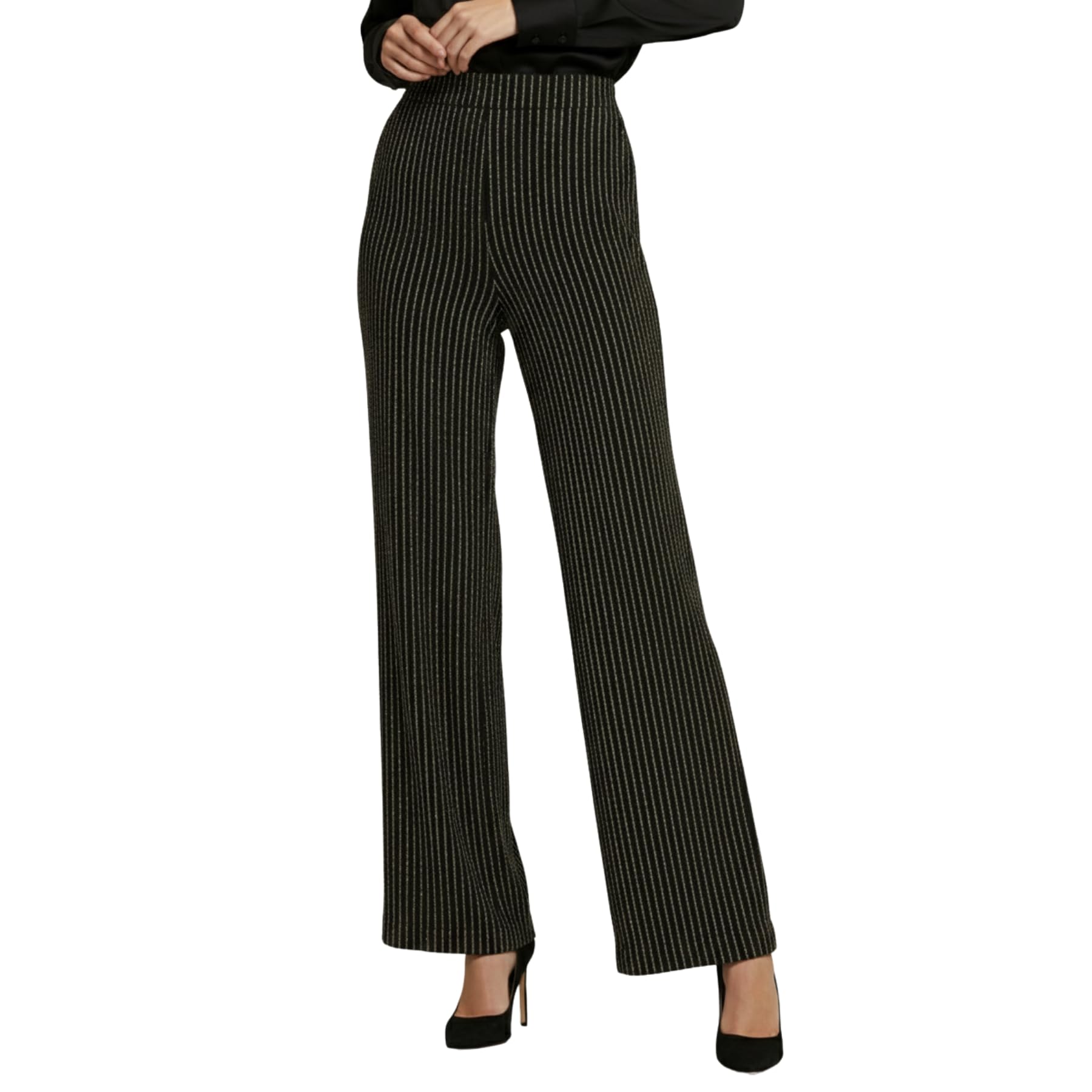 Pantalon large extensible en lurex confortable contre la taille serrée - 7