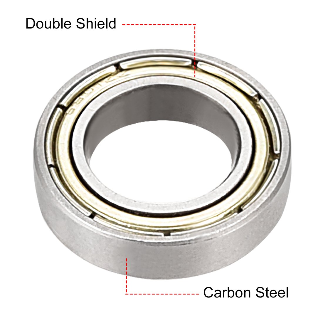 sourcing map 6801ZZ Deep Groove Ball Bearing Double Shield 6801-2Z 1080801, 12mm x 21mm x 5mm Carbon Steel Bearings (Pack of 8) - Image 3