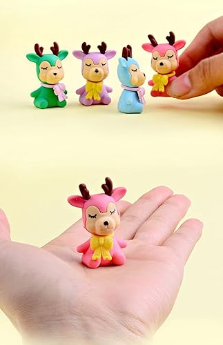 Miniatura 3 de 4 borradores creativos de ciervos de dibujos animados, desmontables, lindos dibujos animados, ecológicos, borradores creativos para estudiantes de