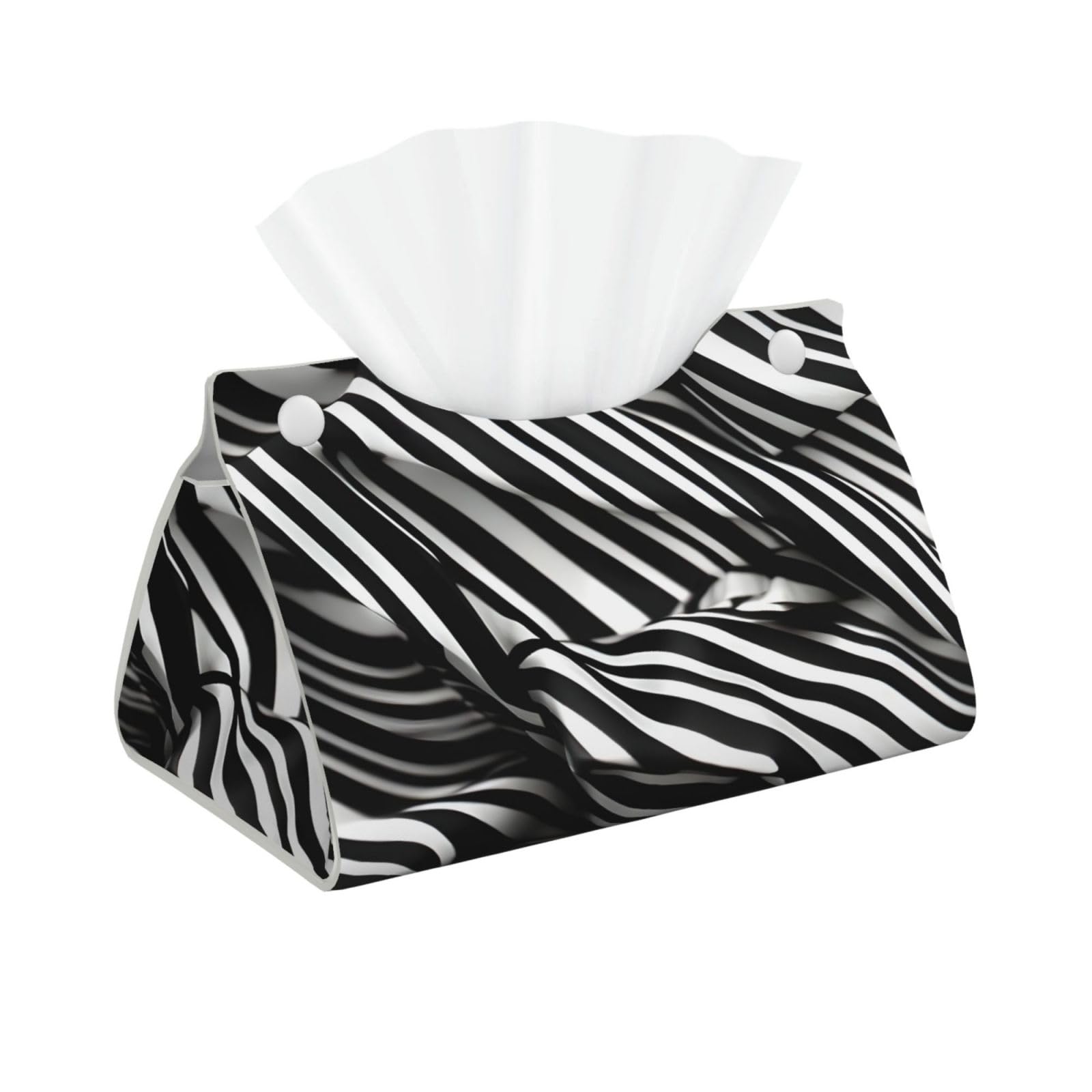 Stripes Black White Print Long Tissue Box Cover Tissue Dispenser Box For Living Room, Office, Car, Bathroom