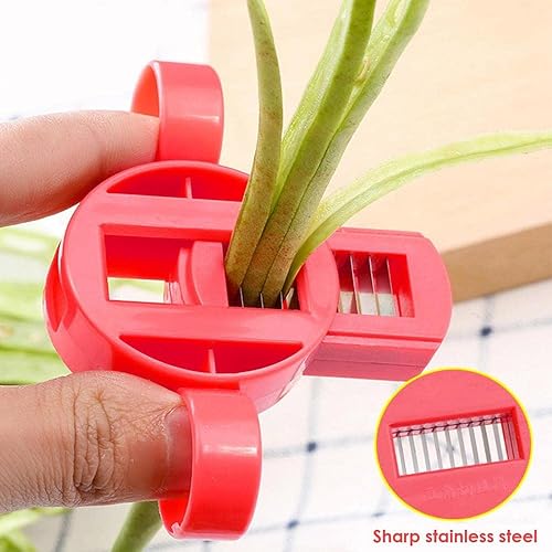 Miniatura 4 de Paquete de 2 rebanadoras de frijoles verdes, estilo francés, trituradora de frijoles de nieve largos, cortador de cuerdas, cuchillo de corte de hoja