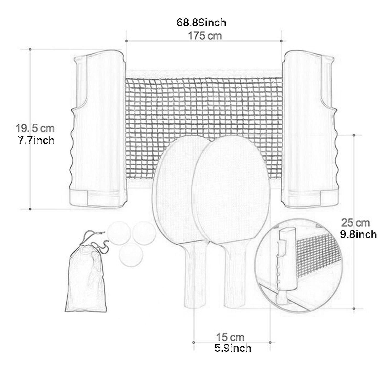 7 Pezzi Set Pong Include Racchette Rete Palline Borsa con Manico Ergonomico Materiale Solido Adatto a Regali Occasioni Sociali Allenamento Casa