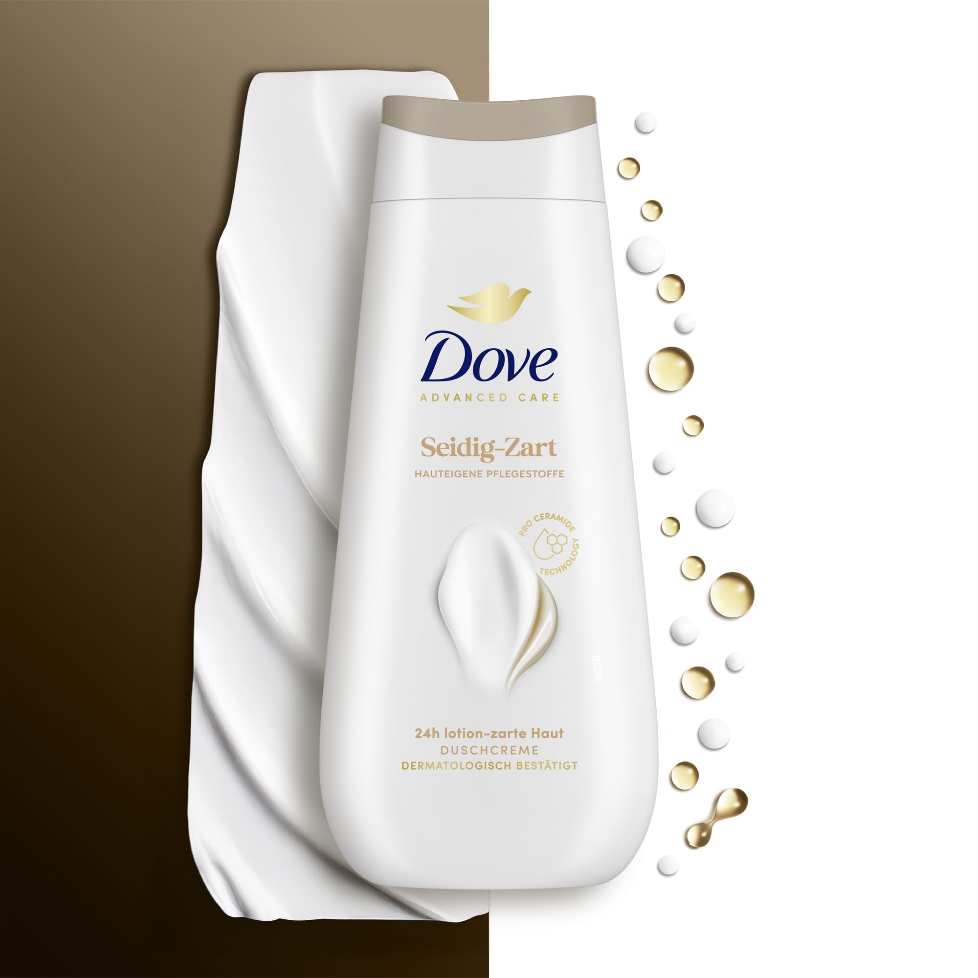 Dove Advanced Care Duschcreme Seidig-Zart für 24 Stunden lotion-zarte Haut direkt aus der Dusche mit Pro-Ceramide Technology 225 ml